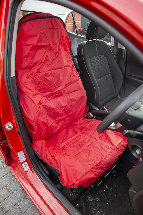 International Tool Company Single Universal Car Seat Cover Heavy Duty Professional Waterproof Cover Lightweight Air Bag Safety (Red)...