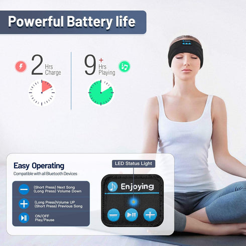 Sleep Headphones Wireless, Bluetooth Sports Headband Headphones with Ultra-Thin HD Stereo Speakers, Unisex, Perfect for Sleeping,Workout,Jogging,Y...