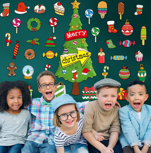 SICOHOME Christmas Bulletin Board Decorations Set 48 Pcs Winter Classroom Decoration Merry Christmas Tree Paper Cutout Christmas Home Wall School ...