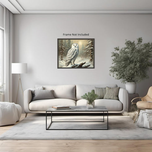 Posterizer 1 pcs-snowy winter scene of a white owl-oil painting style 7-Art for Animal Lovers-Landscape & Nature Art-Decor for Home & Office- unfr...