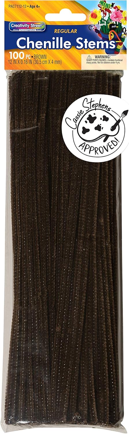 Creativity Street Chenille Stems/Pipe Cleaners 12 Inch x 4mm 100-Piece, Brown...
