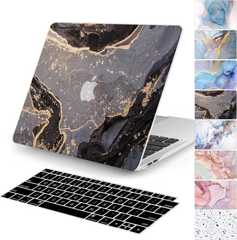 Watbro Compatible with MacBook Air 13 Inch Laptop Case 2020 2019 2018 Release A2337 M1/A2179/A1932,Colorful Marble Case with Keyboard Cover Skin f...