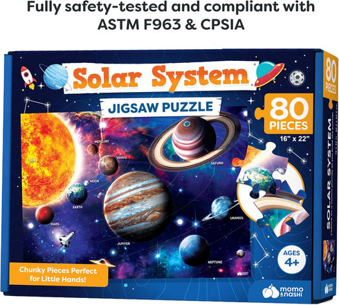 Momo & Nashi Solar System Space Kids Puzzles - 80 pcs - Large Jigsaw Floor Puzzles for Kids Ages 4-8, 3-5, 6-8, 8-10 Boys Girls - Science Educatio...