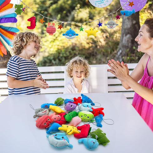 40 PCS Mini Ocean Animal Plush Toys Set Cute Small Sea Creatures Stuffed Toy Keychain for Party Favors Keychain Ornament for Goody Bag Easter Egg ...