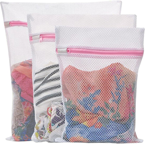 Honbay Set of 3 Mesh Laundry Bags for Lingerie Socks Pantyhose Baby Clothes and Stuffed Toys Used in Both Washing Machine and Dryer Coarse Mesh Zi...