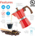 GROSCHE Milano Stovetop Espresso Maker Moka Pot 3 espresso Cup - 5oz, Red - Cuban Coffee Maker Stove top coffee maker Moka Italian espresso greca ...