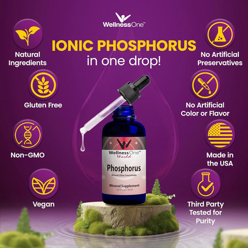 Liquid Phosphorus Supplements - Ionic Phosphorus Supplement from Ortho Phosphoric Acid for Healthy Bones & Teeth, Protein & Energy Production - No...