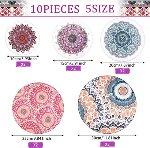 Patelai 10 Pieces Bowl Covers Reusable in 5 Size Stretch Cloth Fabric Bowl Covers Elastic Food Storage Covers Cotton Bread Bowl Covers Reusable Li...