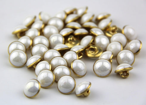 Pack of 25pcs 13mm White Pearl Half Resin Dome Cap Copper Base Buttons for Crafting Sewing Scarpbooking Scarf and Clothes...