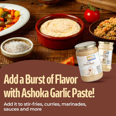 Ashoka Authentic Garlic Cooking Paste | Vegan | Gluten-Free | Kosher Certified | Non-GMO | No Colors | Made from Premium Indian Spices | 300 Grams...