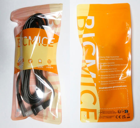 TV Power Cord for Samsung LG TCL Sony 12Ft 2 Prong AC Wall Plug 2-Slot LED LCD Cable Insignia Sharp Toshiba JVC Hisense Electronics UN65KS8000FXZA...