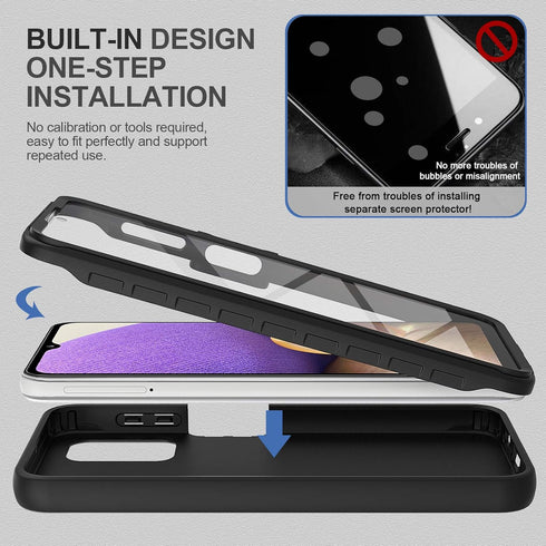 for Samsung Galaxy A32 5G Case with Built-in Screen Protector, Full Body Protection Shockproof Cover Case, [Rugged PC Front Bumper + Soft TPU Back...