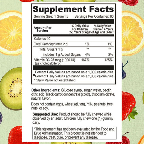 Go Healthy Vitamin D Kids Gummies, Kids Gummy D3, Immune Support, Toddler Vitamin D Gummies – Kosher, Halal, Non-GMO, Gluten-Free, Delicious Fruit...