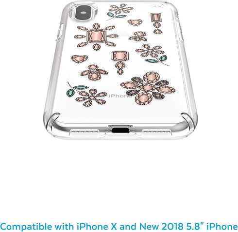 Speck Products Presidio Clear + Print iPhone Xs/iPhone X Case, DancingDiamonds Peach Gold/Clear...