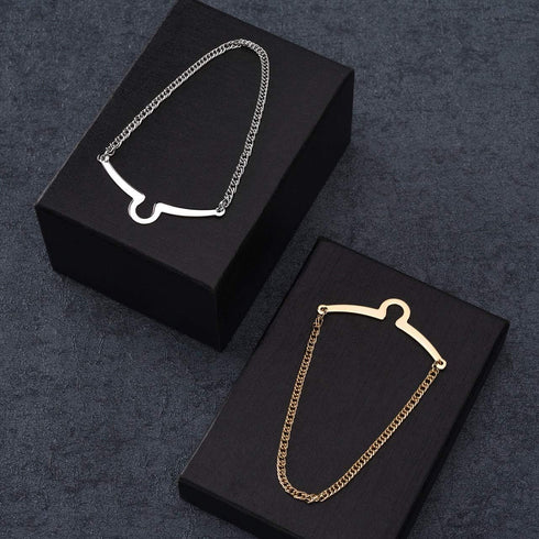 JOVIVI 2pcs Set Men's Silver Golden Necktie Tie Clips Link Chain Cravat Collar Pins Brooch w/Box...
