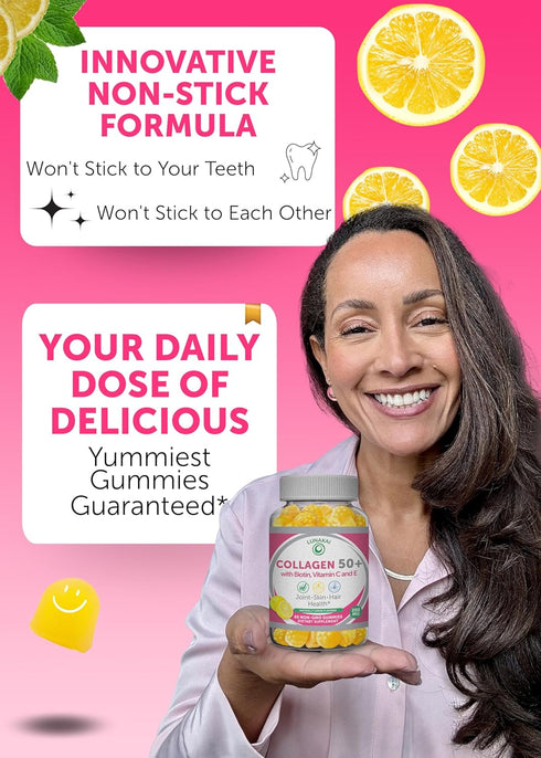 Lunakai Collagen Gummies with Biotin for Men & Women Over 50 - Delicious Proprietary Formula with Zinc Vitamin C & E - Anti-Aging & Joint Support ...