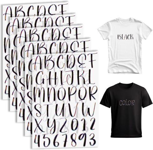 5 Sheets 180 Pcs Iron on Letters and Numbers, Iron on Transfers for Clothing, Shirts, Bags, Vests, Hats, Backpacks and Others, DIY Personal Letter...