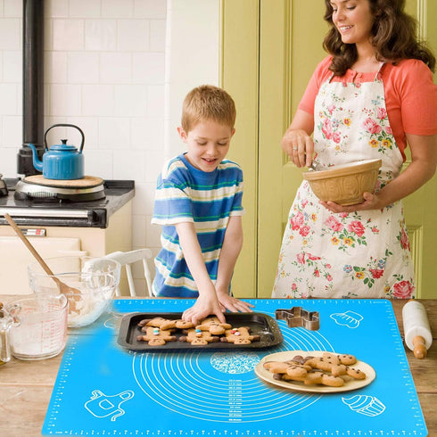 27.6x19.7in Silicone Baking Mat Sheet Pastry Mat with Measurement, Non-Slip Pastry Rolling Mat, Non-Stick Dough Kneading Board Mat, Bread Fondant ...