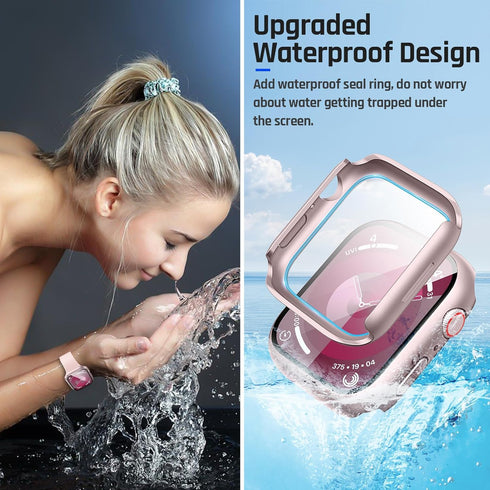 Goton Waterproof Case for Apple Watch 40mm SE (2nd Gen) Series 6 5 4 Screen Protector, Tempered Glass Hard PC Bumper Face Cover Designed for iWatc...