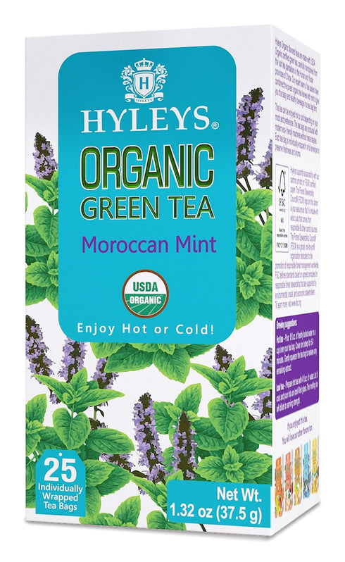 Hyleys Organic Green Tea Moroccan Mint Flavor - 25 Tea Bags...