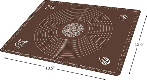 Silicone Baking Mat for Rolling Pastry Dough with Measurements, 25.6 x 17.7 BPA Free Non stick and Non Slip Coffee Table Sheet Baking Supplies for...