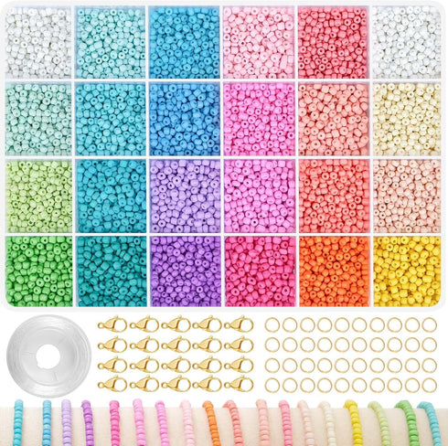 3mm Seed Beads for Jewelry Bracelet Making Kit 24 Colors Bracelet Making Kit for Girls Adults Friendship Bracelet Kit for Jewelry Making DIY Craft...