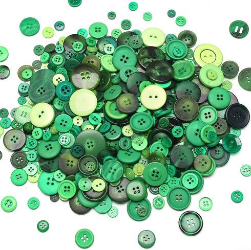 About 660 Resin Buttons of Various Specifications, Handmade Buttons, Sewing DIY Handicraft Buttons, Hand-Painted Decorative Buttons Green Series...