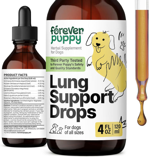 Lung Support Drops for Dogs - Vegan Dog Respiratory Health Supplements - Herbal Respiratory Support for Dogs w/Mullein Leaf and Echinacea Herb - L...