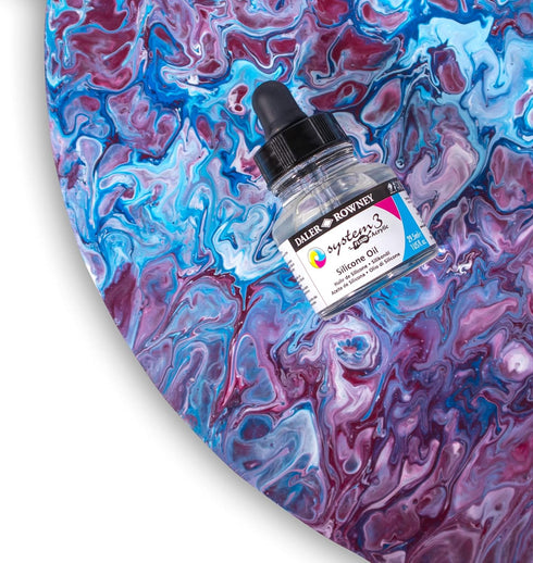 Daler Rowney System3 29.5ml Silicone Oil for Acrylic Pouring Fluid Acrylic Medium - Multiuse Silicone Oil for Cell Effects - Liquid Silicone for A...