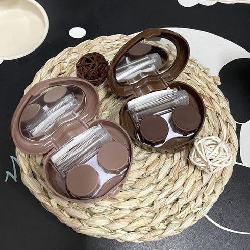 2 Pack Heart Cute Contact Lens Case, Travel Contact Lens Box with Mirror Tweezers Remover Tool Solution Bottle for Outdoor Office Daily Use...