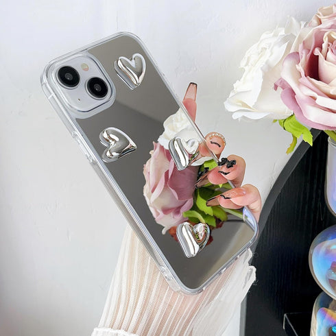 Jmltech for Phone 15 Case Heart Silicone Luxury Girly Women Clear Hybrid Pattern Glitter Bling Slim Thin Cute Protective Shockproof Phone Cases fo...