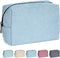 MAANGE Cosmetic Bags for Women Small Makeup Bag for Purse Corduroy Makeup Pouch Travel Makeup Bag with Metal Zipper Make Up Bag for Travelling(BLU...