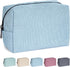 MAANGE Cosmetic Bags for Women Small Makeup Bag for Purse Corduroy Makeup Pouch Travel Makeup Bag with Metal Zipper Make Up Bag for Travelling(BLU...