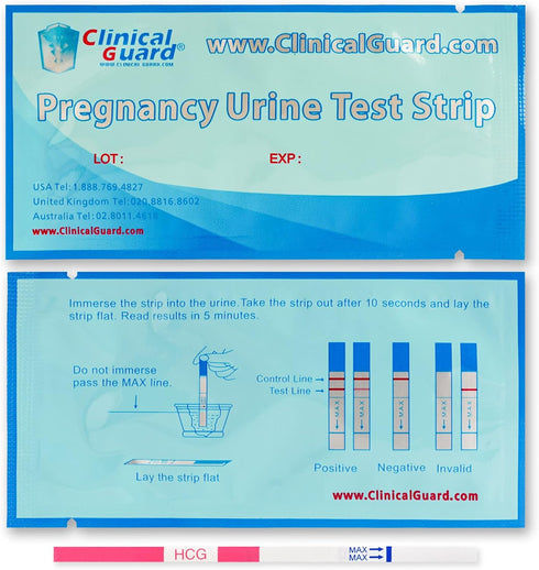 Clinical Guard 100 Pregnancy Tests Strips - Sensitive & Accurate Measurement Within 5 mins - Early Detection Pregnancy Test Strip - Easy to Use fo...