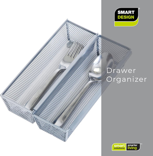 Smart Design Drawer Organizer - (9 x 3 Inch) - Steel Metal Mesh Tray - w/ Interlocking Arm Connection - Utensils, Silverware, Organization - Kitch...