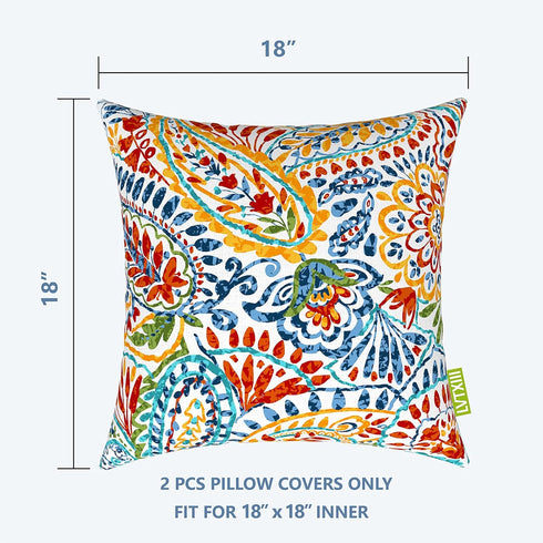 LVTXIII Outdoor Throw Pillow Covers 18 x 18 Inch, COVERS ONLY Modern Paisley Pattern Decorative Square Toss Pillow Case Pack of 2 for Home Patio G...