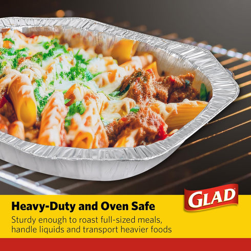 Glad Oval Roaster Pans, 2ct | 2 Count Foil Roasting Pans | Foil Baking Pan Disposable | Oval Aluminum Pan for Baking, Roasting, Reheating | Heavy ...