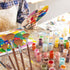 9 Pieces Fan Brush for Painting, Professional Artist Fan Paint Brushes Set Soft Anti-Shedding Nylon Hair Wood Long Handle Paint Brush Set for Acry...