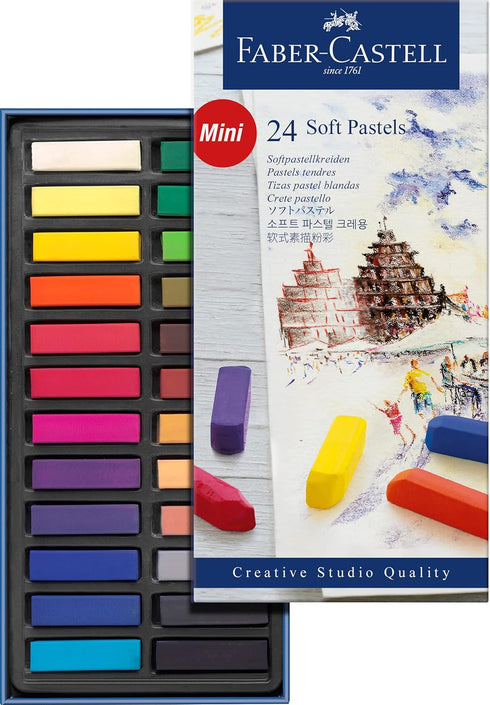 Faber-Castell Creative Studio Soft Pastel Mini Sticks (1.25”) - 24 Vivid Colors...