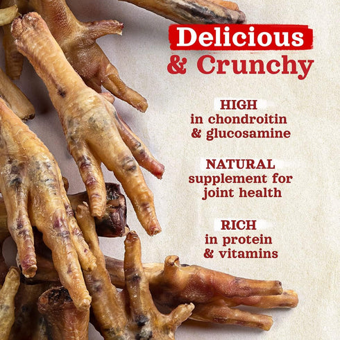 Natural Farm Nail-Free Chicken Feet Dog Treats (20 Pack), 100% Free-Range Air Dried Chicken Feet, No Nails, Fully Digestible, High Protein, Low Ca...