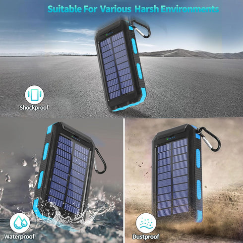 Solar Charger Power Bank, 39800mAh Portable Charger Fast Charger Dual USB Port Built-in Led Flashlight and Compass for All Cell Phone and Electron...