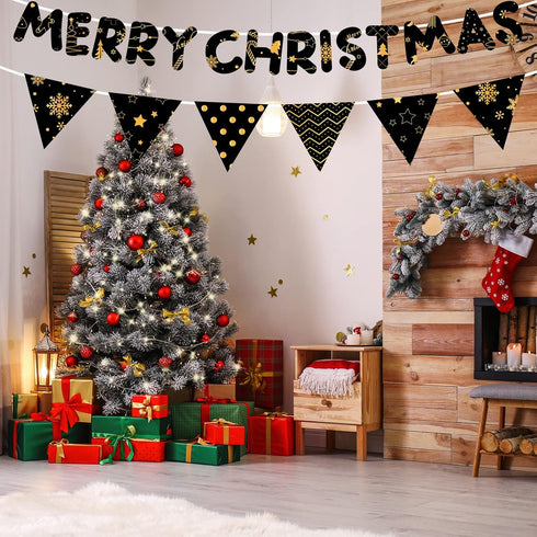 MIAHART 45 Sheets Merry Christmas Pattern Paper Set 10 Designs Festival Decorative Craft Paper Double-Sided for Card Making Scrapbook, A4 Size-Bla...