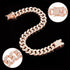 Lystaii Dog Chain Cuban Diamond Link Rose Gold Pink Crystal Collar Jewelry Accessories Pet Necklace with Walking Metal Collar Design Secure Buckle...