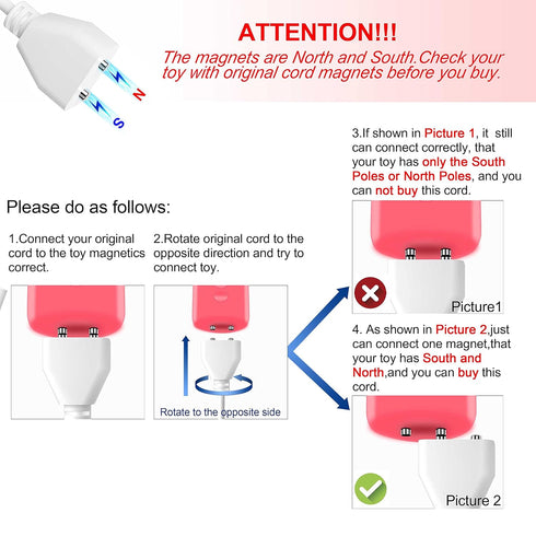 Bicmice Magnetic USB DC Charger Cable Replacement Charging Cord-(6mm/0.24in)......