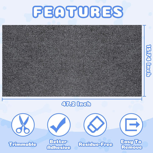 Cat Carpet Protector 47.2"x15.8",Stick on Floor and Wall Cat Scratch Pad Rug for Indoor Litter Mat,Trimmable Self-Adhesive Cat Scratching Furnitur...