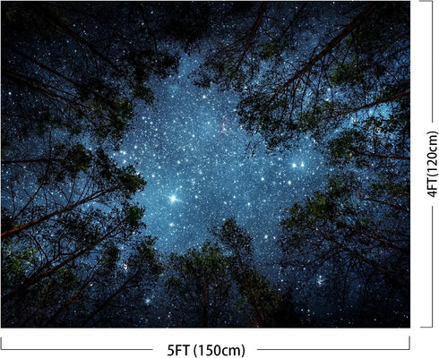 Tileranois Starry Sky Tapestry Starry Night Forest Nature Scenery Landscape Tapestry Living Room Bedroom Decoration Tapestry 5x4FT 150x120cm...