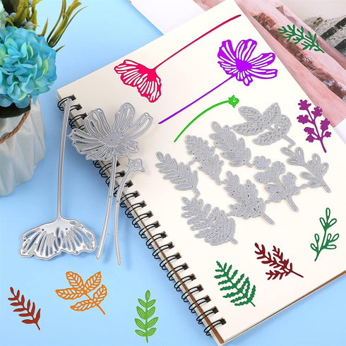 Flower Metal Cutting Dies, 11PCS 3D Flower Die Cuts Flower Leaves Embossing Stencils for Card Making Wildflowers Cutting Die Flower Craft Dies Cut...