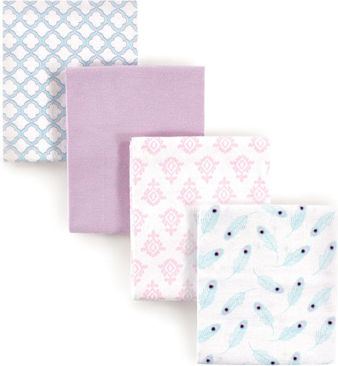 Hudson Baby Unisex Baby Cotton Flannel Receiving Blankets, Peacock, One Size...