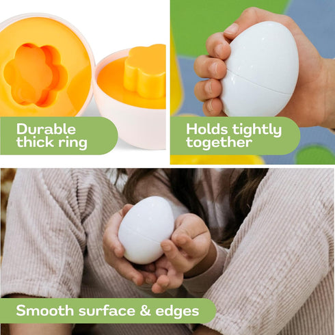 PREXTEX My First Find & Match Easter Matching Eggs w/Yellow Eggs Holder - STEM Toys Educational Toy for Kids & Toddlers to Learn about Shapes & Co...