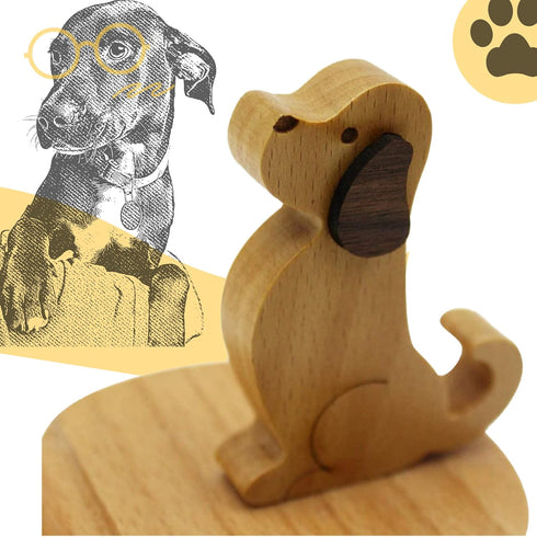 Cell Phone Tablet Wooden Stand Dock Holder Cradle Mount Organizer Charger Station Table Desk Room Office School Kitchen Non-Slip Wood (Dog)......